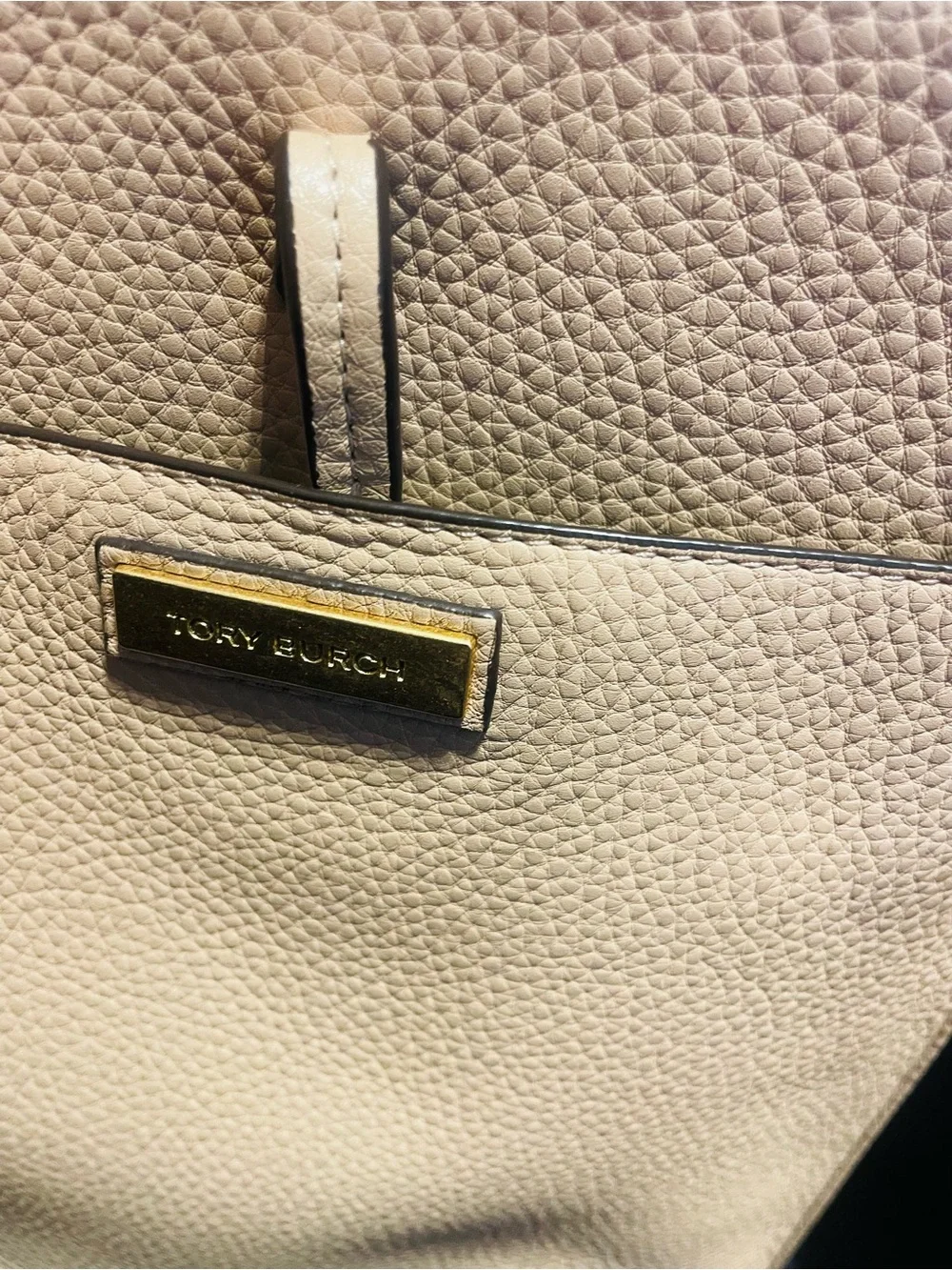 Tory Burch Pebbled Leather Tassel Tote in Tan